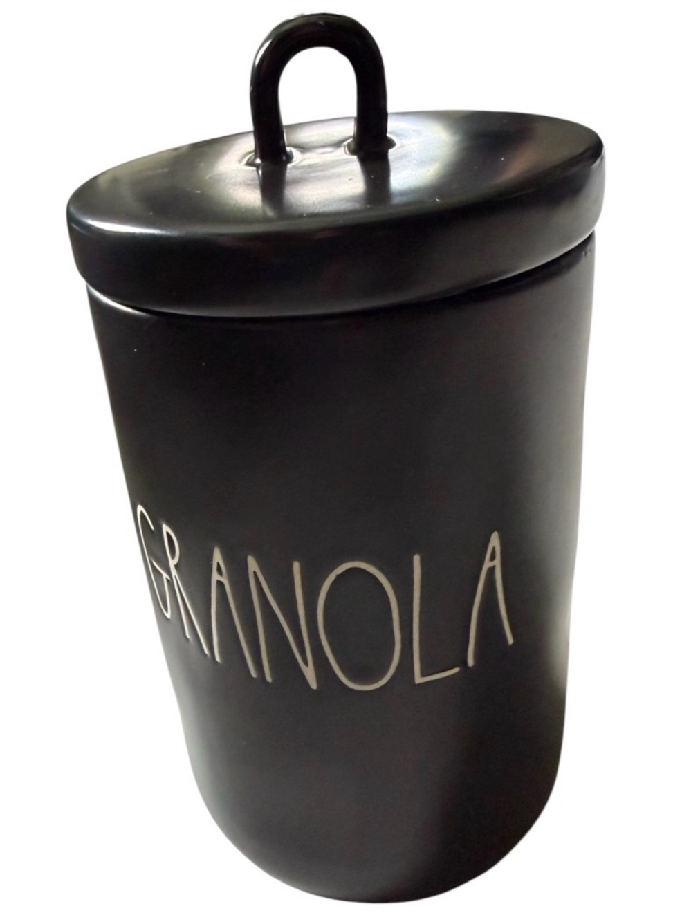 Rae Dunn GRANOLA Ceramic Canister - Black by Magenta Kitchen Decor Farmhouse - Picture 2 of 6